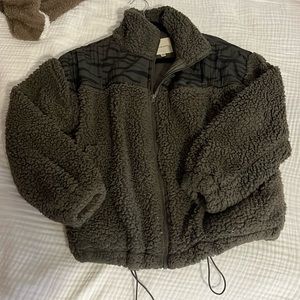 Thread & Supply green Sherpa zip up jacket